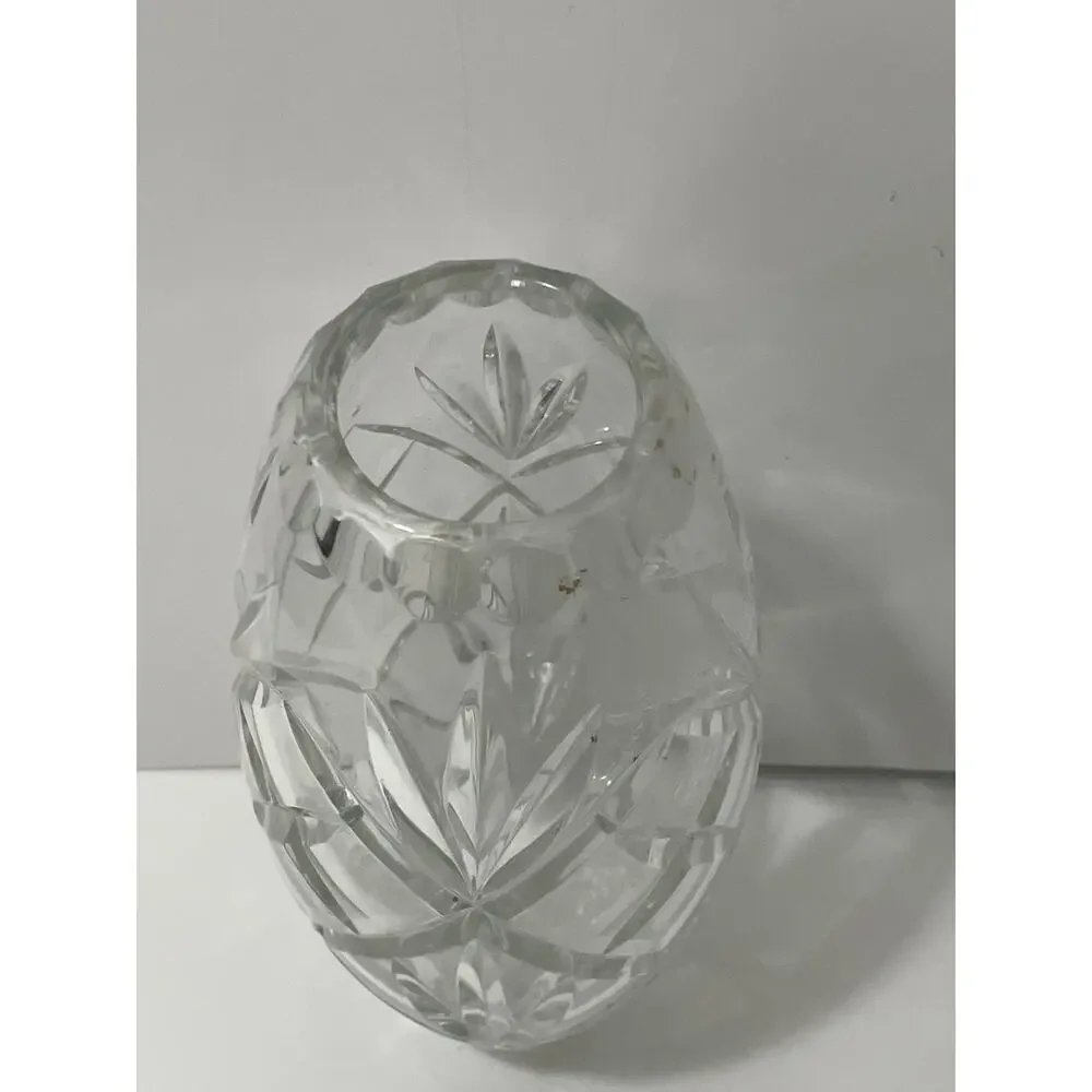 Vintage Hand Cut Lead Crystal Vase 24% PbO Diamond Fan Criss Cross Pattern